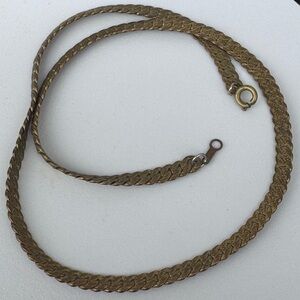 Vintage woven chain necklace 18k GP 18”
